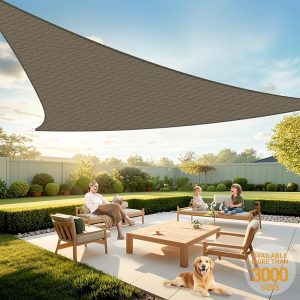 10' x 10' x 10' Mocha Color Sun Shade Sail, 160g, Seamless, Standard Configuration