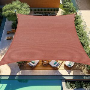 20' x 26' Brick Red Sun Shade Sail, 160g, Stitched Seams, 8M Quadrilateral Rigging, 304 Stainless Steel