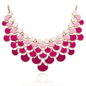 Multi-color Gold-Plated Necklace (Gradient Plum Red)