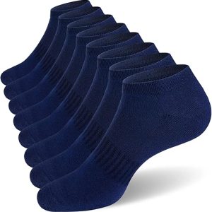 Men's Elastic Cuff Socks with Terry Sole, Solid Navy Blue, Size M6