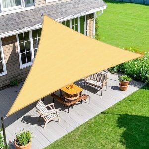 15' x 15' x 21' Sand Color Sun Shade Sail, 160g, Seamless, Standard Configuration