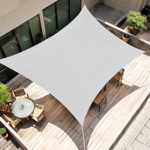 20' x 26' Light Gray Sun Shade Sail, 160g, Stitched Seams, 8M Quadrilateral Rigging, 304 Stainless Steel