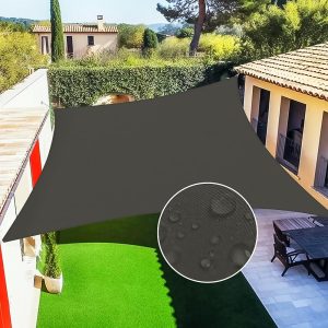 12' x 12' Dark Gray Waterproof Sun Shade Sail, 160 GSM, Stitched Standard