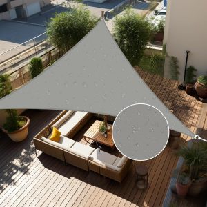 16' x 16' x 16' Light Gray Waterproof Sun Shade Sail, 160g, Standard Seam Configuration