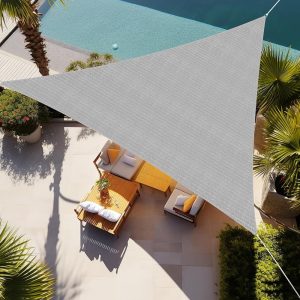 20' x 20' x 20' Light Gray Shade Sail, 160 GSM, Seamless, Standard Configuration