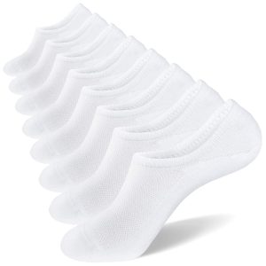Semi-Mesh Crew Socks for Men, Solid Color, White Base with White Mesh, Size 8