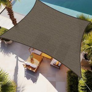 13' x 20' Mocha Sun Shade Sail, 160 GSM, Seamless, Standard Configuration