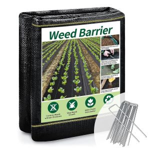 Black Weed Barrier Fabric, 1.3x50FT, 90g, 70% Recycled Material, Yellow Thread