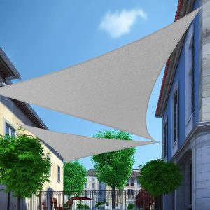 8' x 8' x 8' Light Gray Sun Shade Sail, 160g, Seamless, Standard Configuration