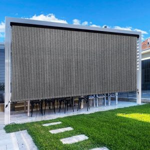 8x6 Aluminum Roller Shade with Shell Cover in Light Gray, Manual Operation