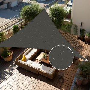 16' x 16' x 16' Dark Gray Waterproof Sun Shade Sail, 160g, Standard Seam Configuration