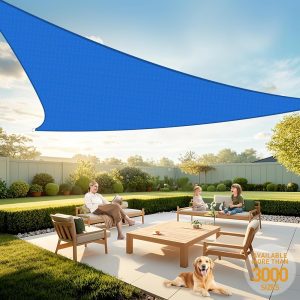 12' x 12' x 17' Sky Blue Sun Shade Sail, 160 GSM, Seamless, Standard Configuration
