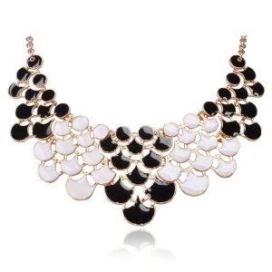 Black and White Gold-Plated Necklace