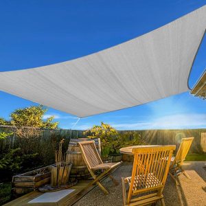 12' x 20' Light Gray Shade Sail, 160 GSM, Seamless, Standard Configuration