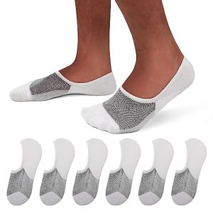 Semi-Mesh C-Port Loafers Men's Socks (White Base with Black Mesh, Single, Size L6)