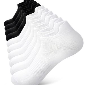 Women's Solid Color Sports Socks, 5 Pairs (2 Black, 3 White), Size S, Flat Knit Sole