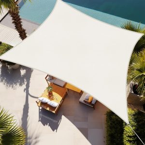 20' x 20' Brick Red Sun Shade Sail, 160 GSM, Seamless, Standard Configuration