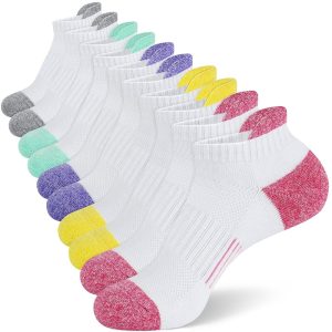 Women's Sports Socks with Terry Sole (Colorful White, Size M5)
