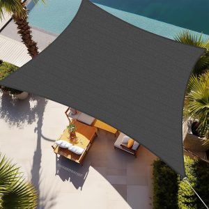 13' x 20' Dark Gray Shade Sail, 160 GSM, Seamless, Standard Configuration