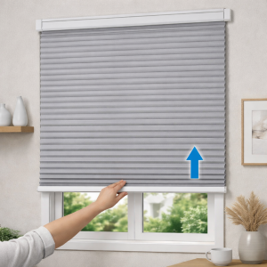 No-Drill Top-Down/Bottom-Up Honeycomb Shade, 30"x64", Blackout, White (Fits 30.1-30.5" Window Frame)