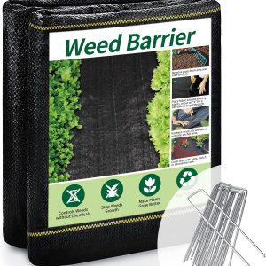 Black Weed Barrier Fabric, 3x50 FT, 65 GSM, 70% Recycled Material, Yellow Thread