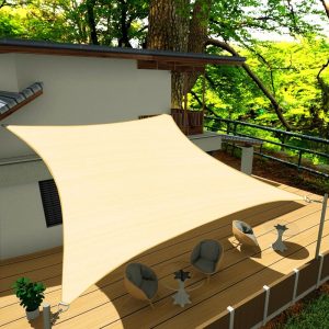 8' x 10' Beige Waterproof Sun Shade Sail, 160g, Stitched Standard