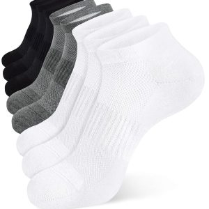 Men's Socks, 035 Semi-Mesh Elastic Cuff, Assorted Colors (3 White with White Mesh, 3 Black with Black Mesh, 2 Gray with White Mesh, Size L8)